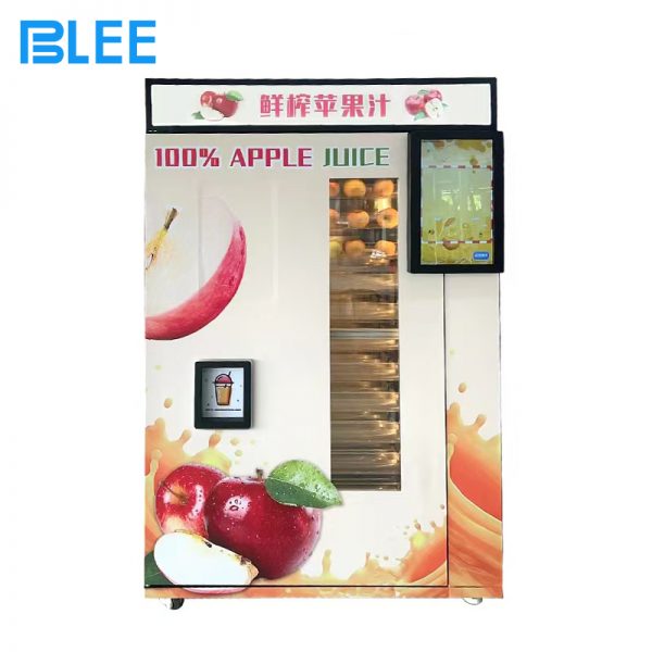 Fresh apple juice vending machine with touchscreen interface