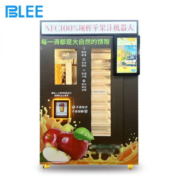 Fresh apple juice vending machine with touchscreen interface