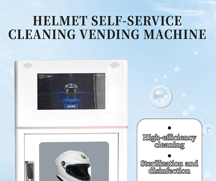 Helmet cleaning machine for motorcycle and scooter helmets