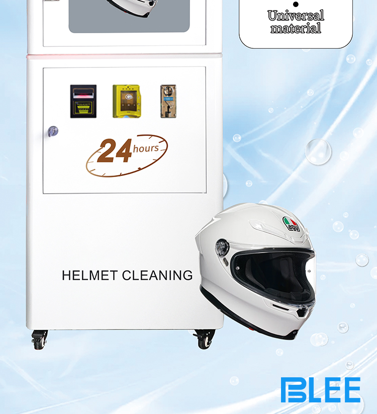 Self-service helmet cleaning vending machine on street