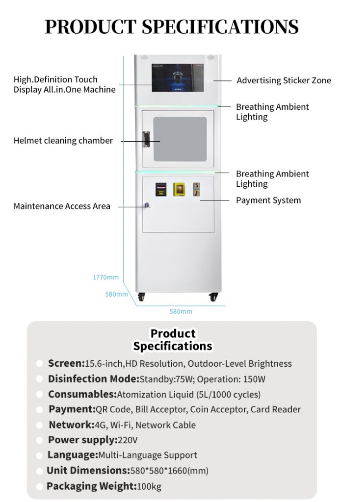UV and fogging sterilization helmet cleaning machine