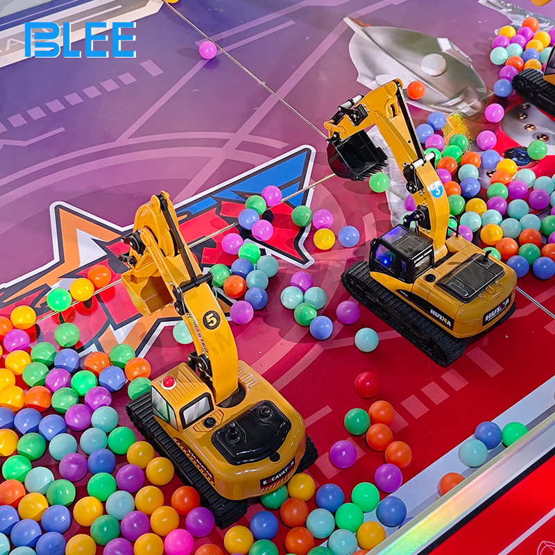 Remote-controlled excavator ball-digging game