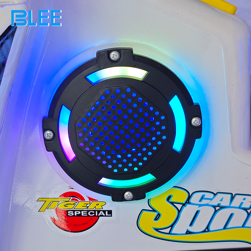 Child happily riding electric motorcycle kiddie ride