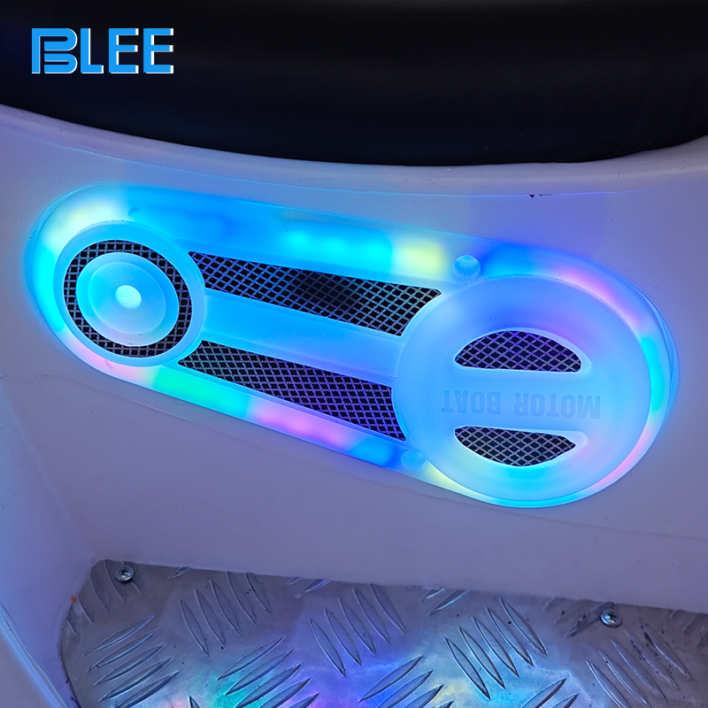 Child happily riding electric motorcycle kiddie ride