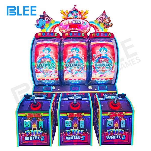 3 players fun wheel game machine with LED lights in arcade center