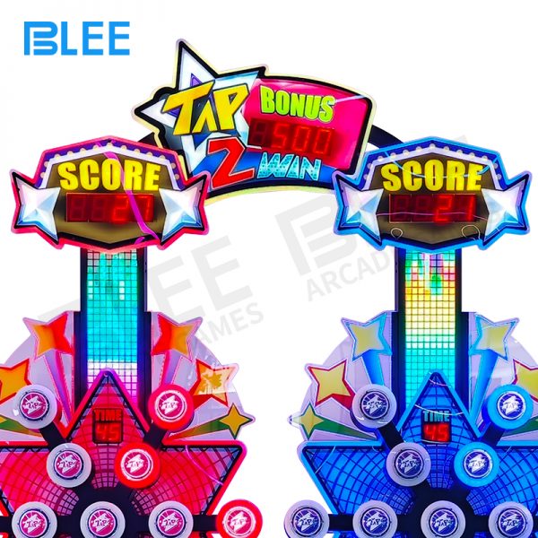 players tapping buttons on Tap 2 Win reaction game