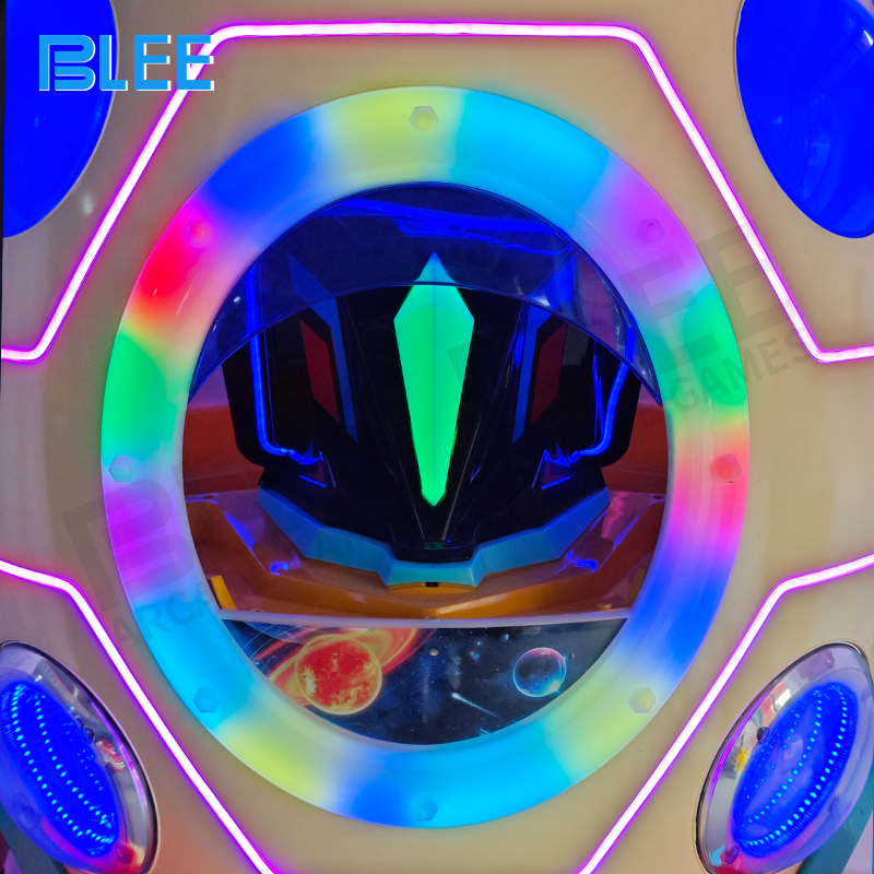 Space-themed children rocking ride arcade machine