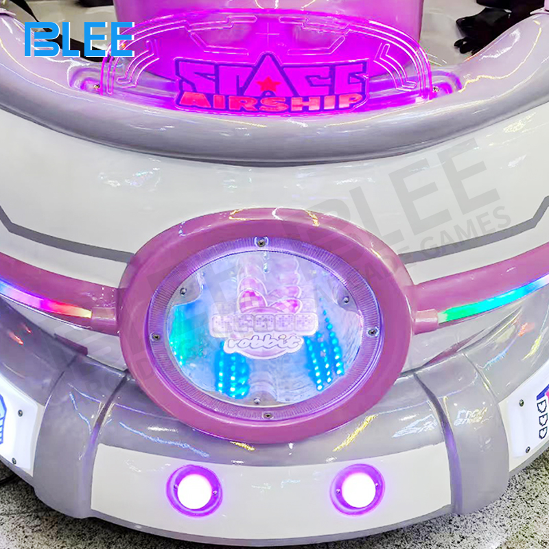 Commercial steel frame of space-themed spin ride