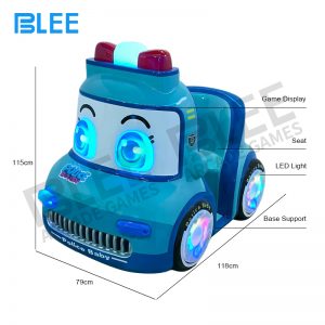 Police car seat with safety barriers and decals