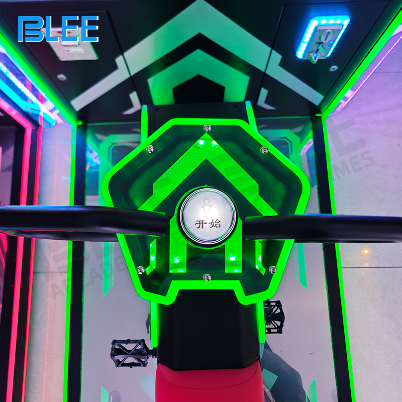 Player actively pedaling through virtual environment