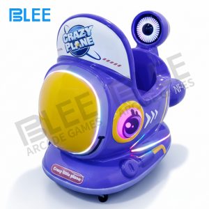 Blue airplane themed kiddie ride for commercial use