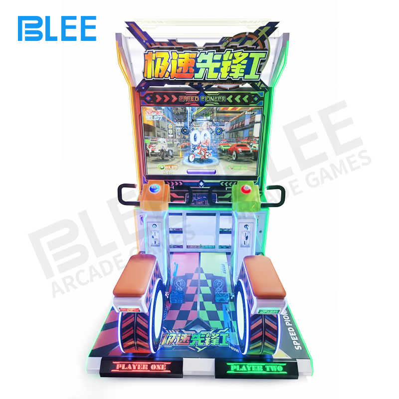 motion simulator Close-up of realistic motorcycle controls and handlebars