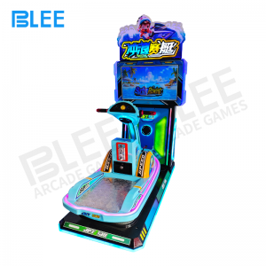 Player Riding BLEE Surf Racing Game Machine