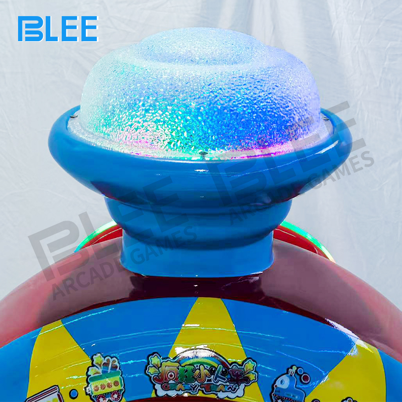 Bright LED lights on the train-themed amusement ride