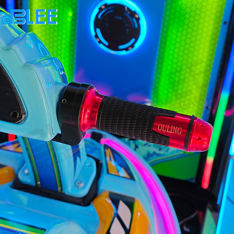 Player Riding BLEE Surf Racing Game Machine