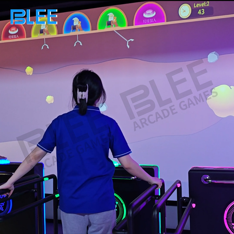 Player balancing on interactive platform while controlling Tetris with body movements