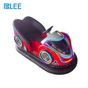 Dynamic action sequence of bumper car performing controlled drift maneuver in arena environment