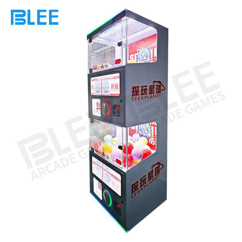 commercial vending equipment Front view of BLEE Double-Layer Gacha Machine showcasing dual dispensing stations with colorful capsule displays