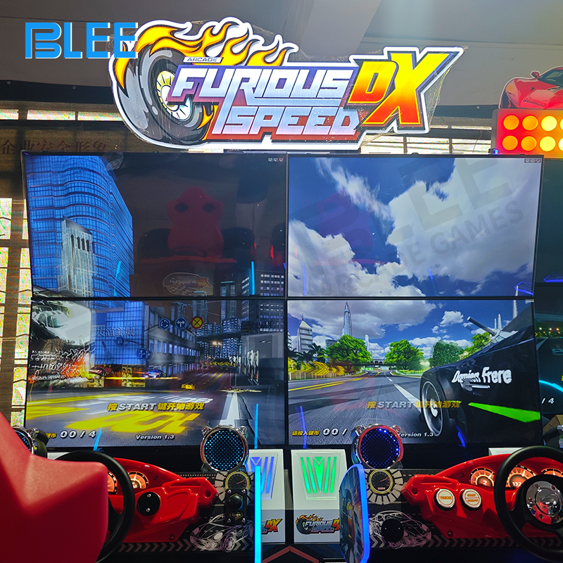 Realistic force feedback steering wheel and pedal set detail