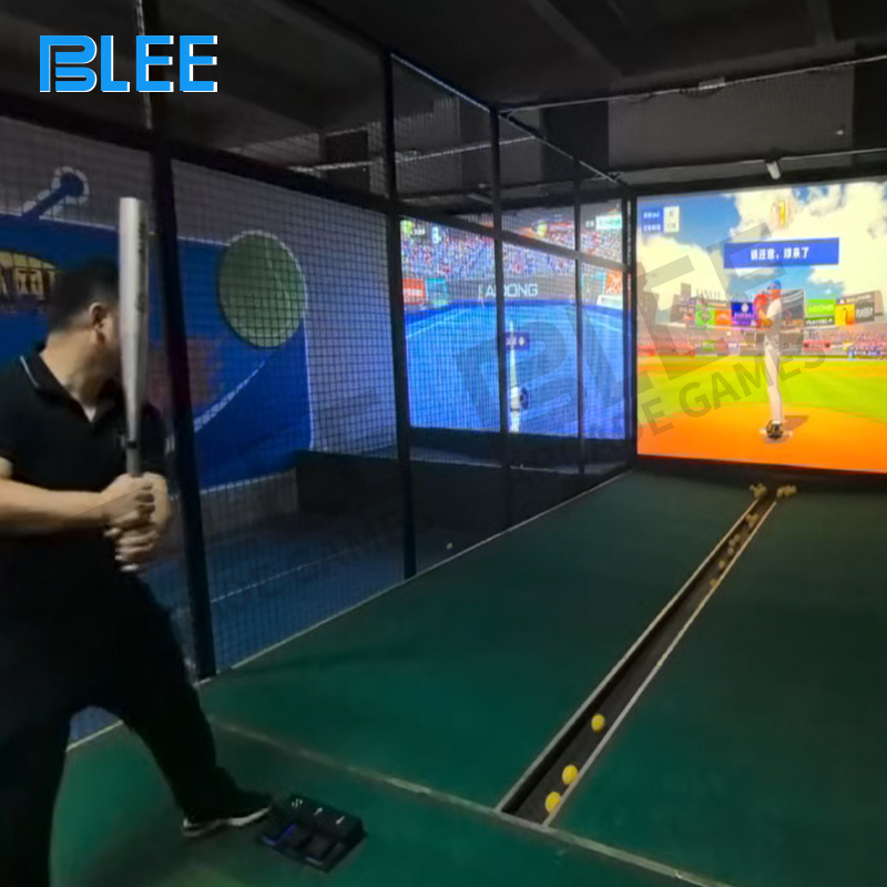 immersive baseball experience Complete BLEE Pro Batting Arena setup in 10x4.5x3 meter immersive training space