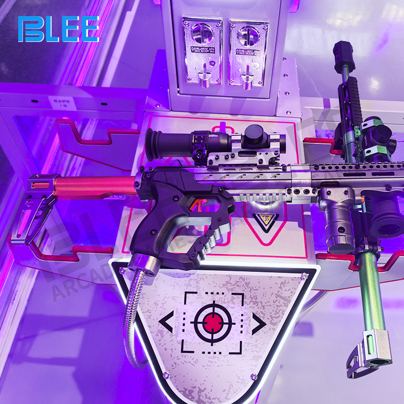 Digital shooting interfaces featuring realistic scenarios, moving targets, and challenge modes