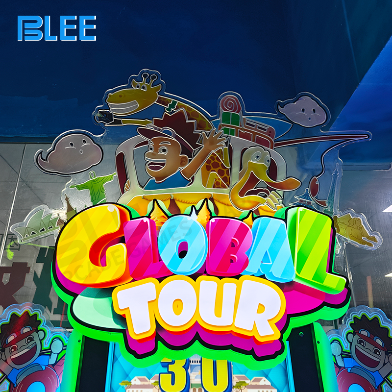 Vibrant display showing world map and destination challenges