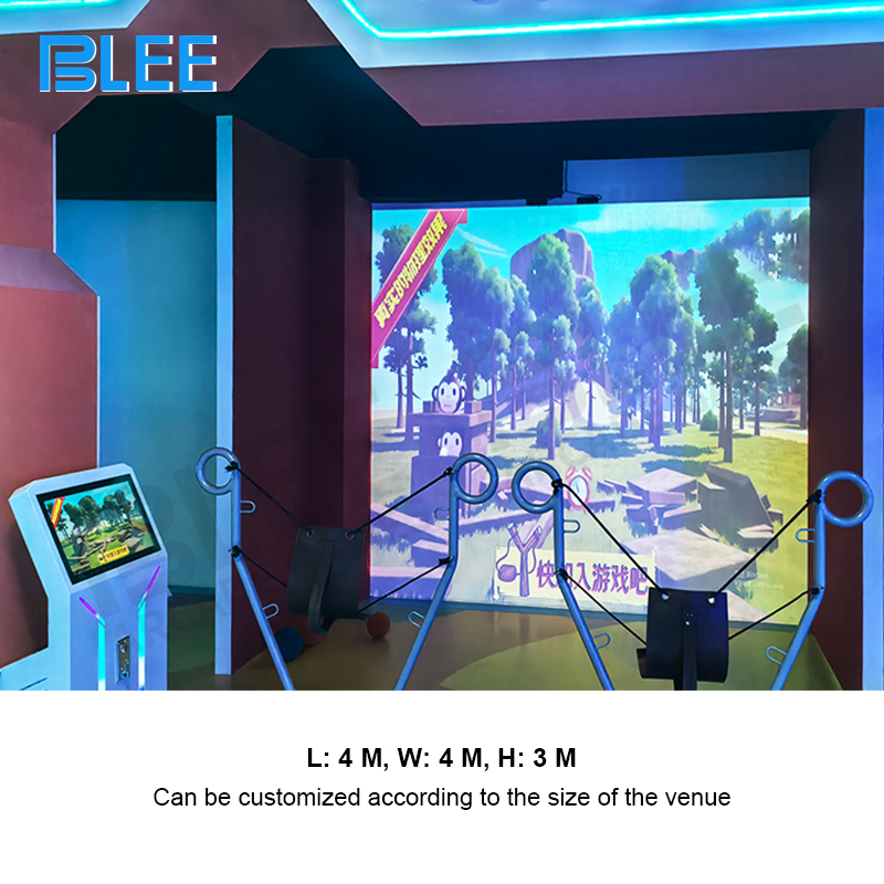 75-inch infrared touch screen displaying wilderness scene with interactive targets