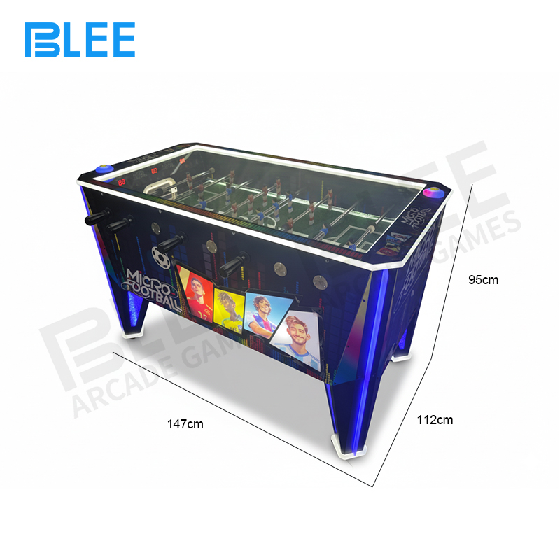 Vibrant front perspective of the BLEE Football Fiesta Simulator cabinet.