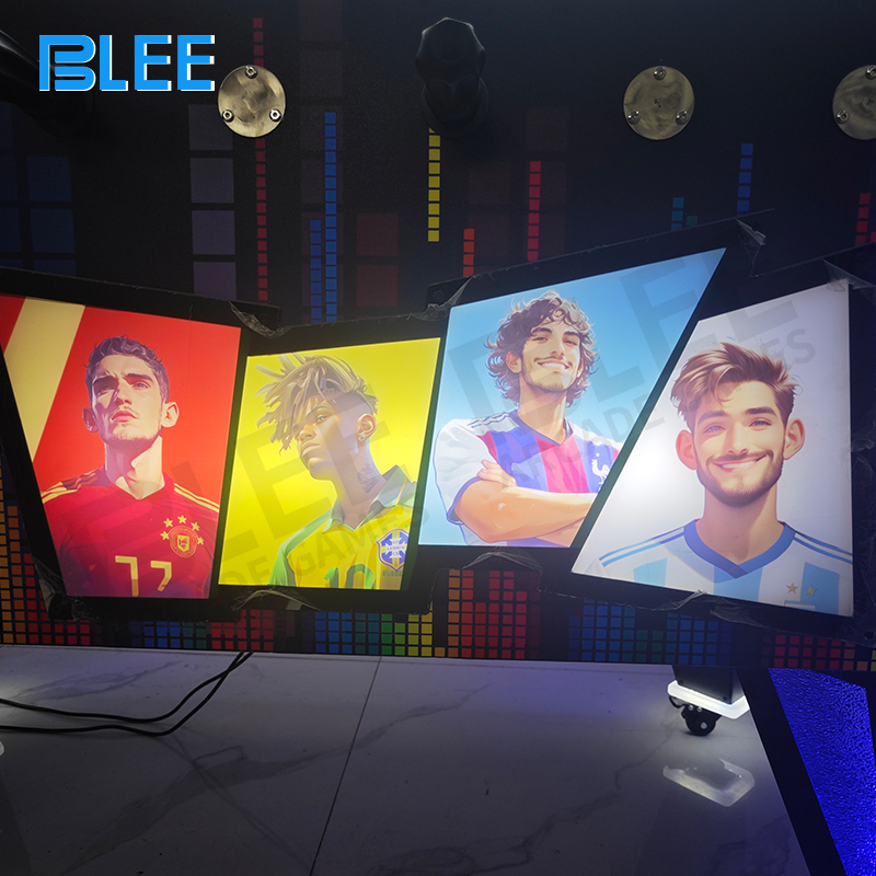 Close-up detail of the dual-control interface: movement lever and rotational kicking handle in action.