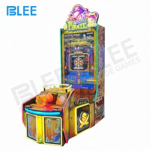 Front and center view of the BLEE Pirate's Fortress arcade cabinet with detailed pirate artwork.