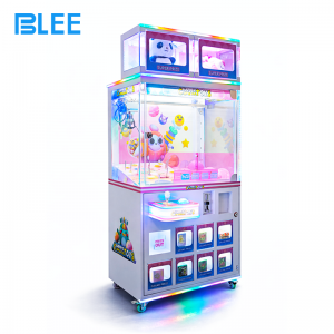 BLEE Gege Claw Machine with vibrant character-themed artwork displayed in a family entertainment center.