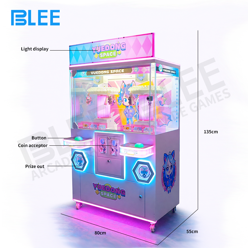Engaging front perspective of the BLEE Twin-Grip Duo Arcade with two players in action.