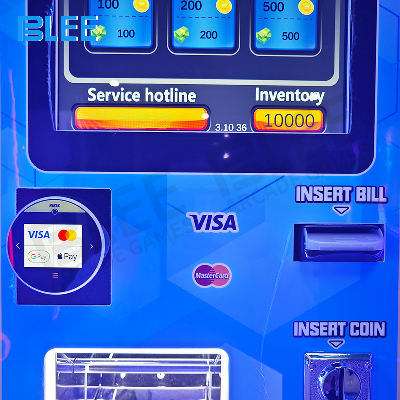 Detailed look at the multi-denomination coin acceptor mechanism on the front panel.