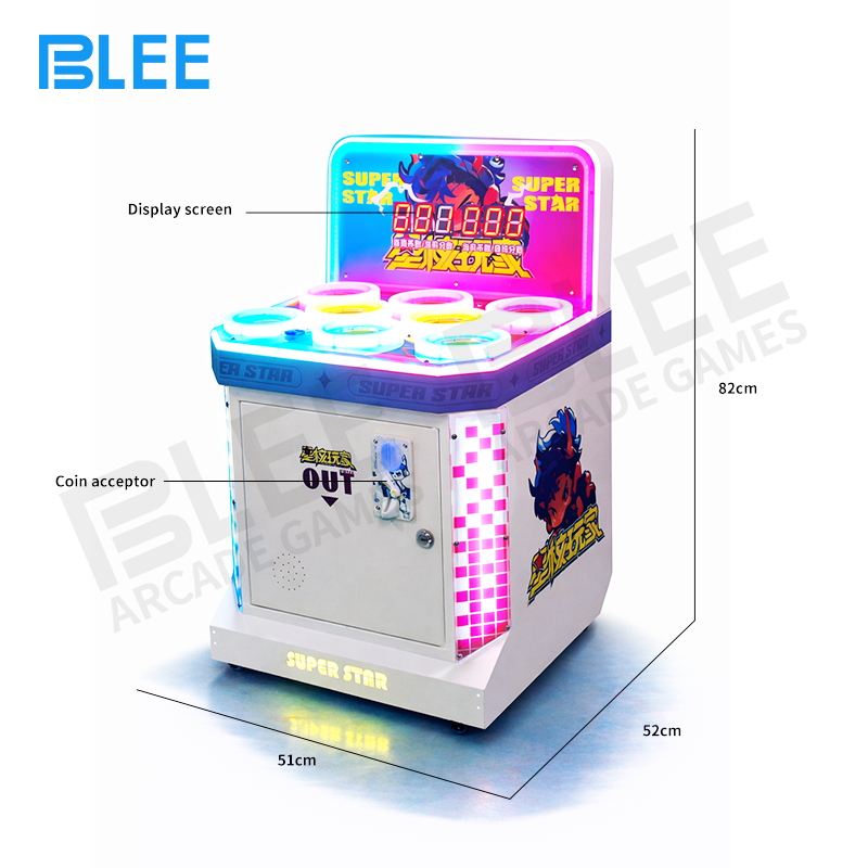 Close-up of the playfield showing multiple mole targets in their popped-up state.