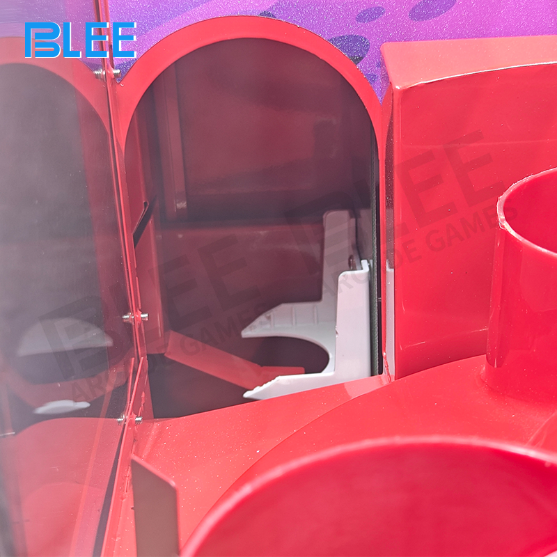 Clear view through the tower's panels showing the entire ball-drop course.