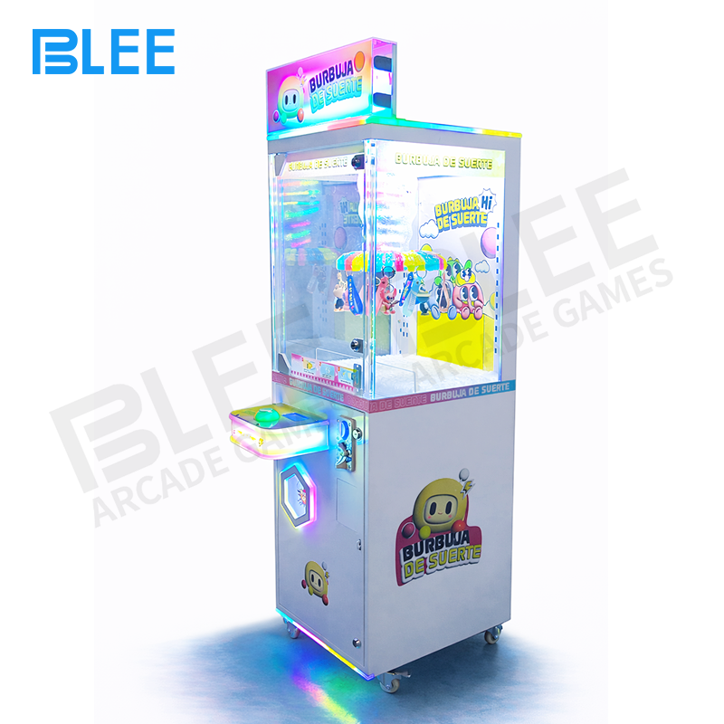 large claw crane Multiple BLEE Giant Claw Machines installed together in an arcade redemption zone.