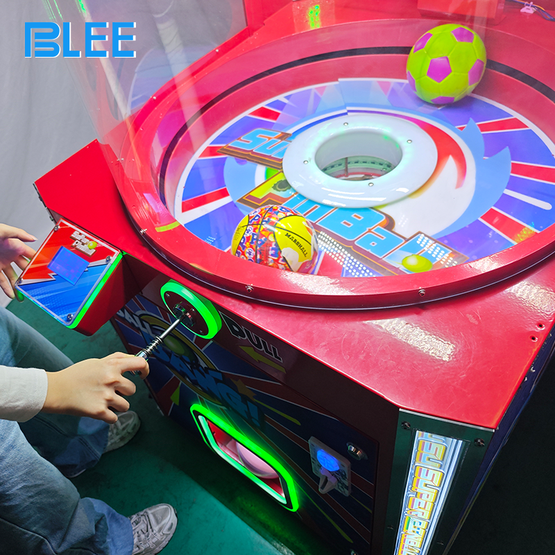 Assorted capsule toys of different colors and sizes visible through the machine's transparent front panel.