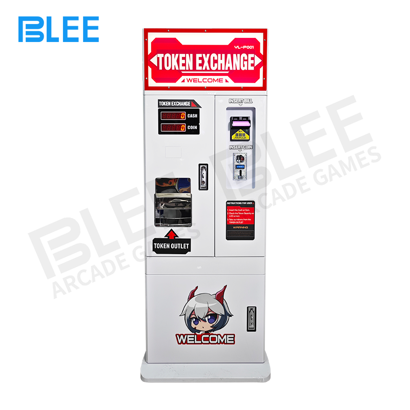 coin change machine Full front view showcasing the sleek dual-door design with digital display and payment panel.