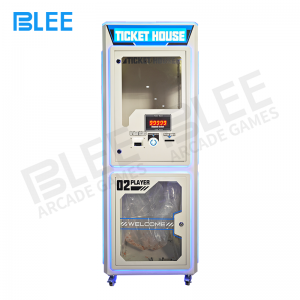 Family happily collecting coins from different sides after redeeming their accumulated tickets.