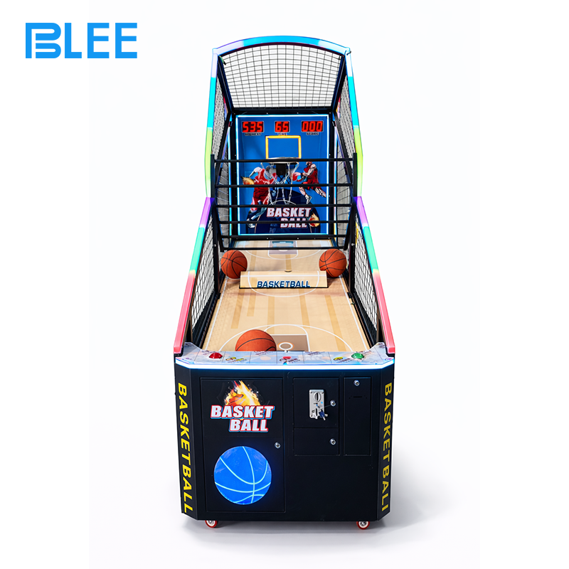 arcade basketball machine Technical specifications panel displaying 150W commercial-grade power and 220V voltage specifications.