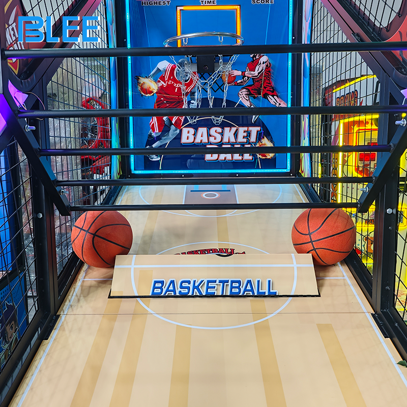 Close-up of the professional digital interface showing NBA-style scoreboards, shot clocks, and player statistics.