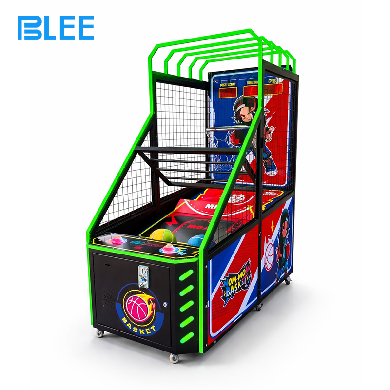 kids basketball game Close-up of the interactive digital screen showing animated scoring feedback and encouraging messages for children.