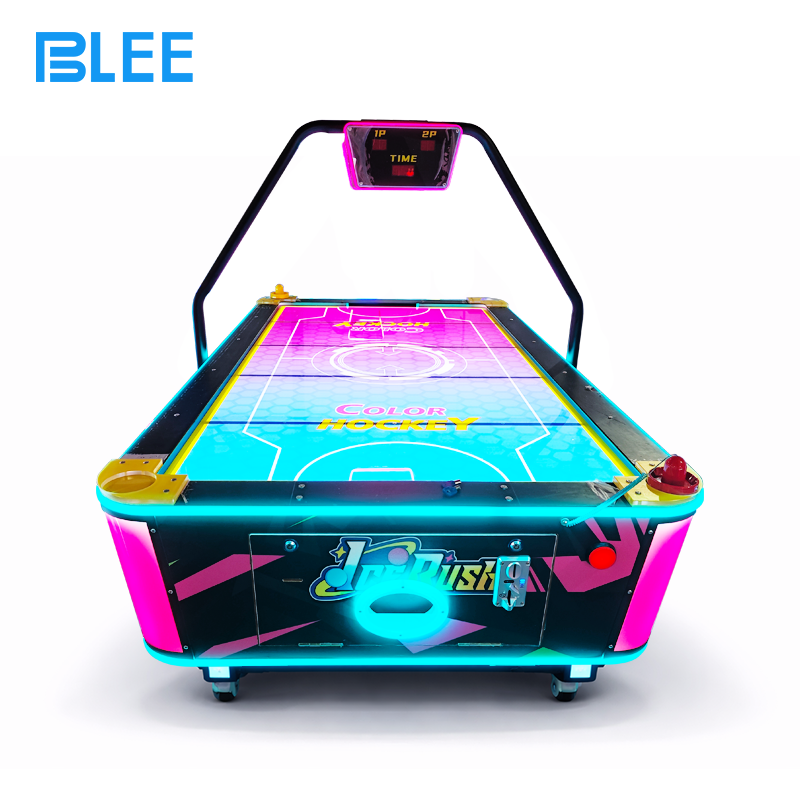 super air hockey Technical specifications panel displaying 400W high-performance motor and 110V-240V universal voltage.