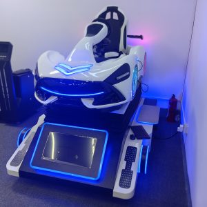 BLEE VR Porsche Racing Pro Simulator (L2600×W1200×H1500mm, 250KG) with premium leather-textured cockpit featured in a luxury racing zone.