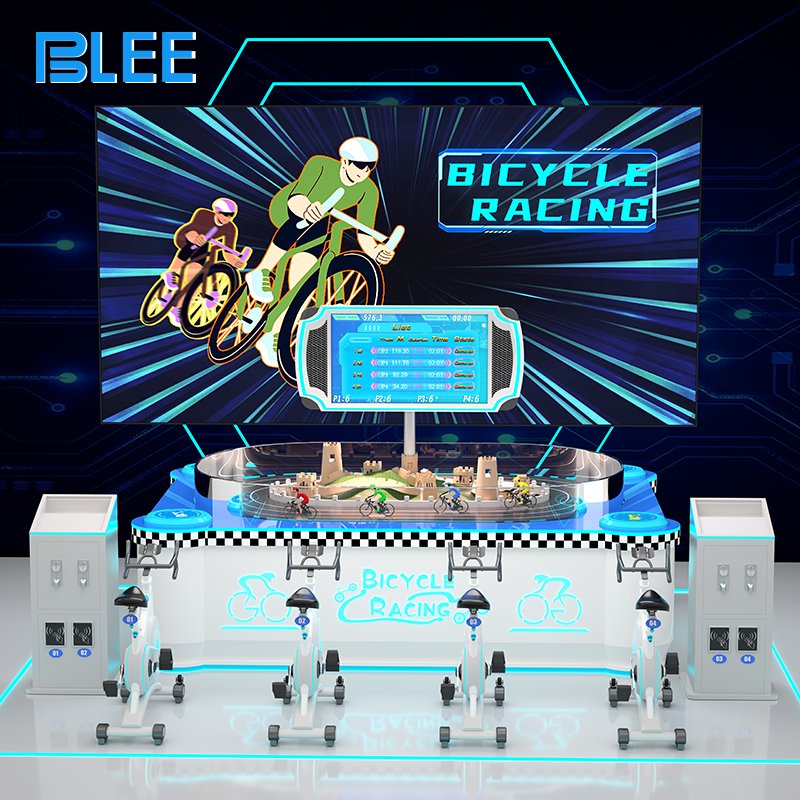 Dedicated sandbox cycling zone featuring multiple BLEE units for tournament-style racing events.