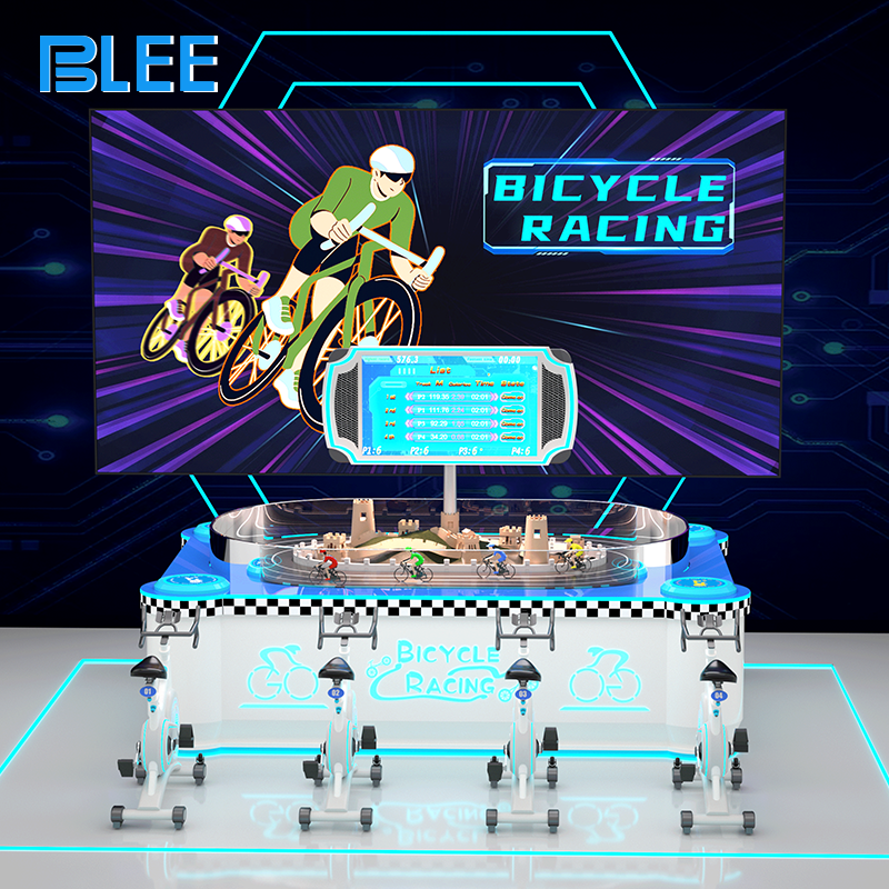 Spectators gathered around the 43-inch screen watching the live birds-eye race track with all four player positions.