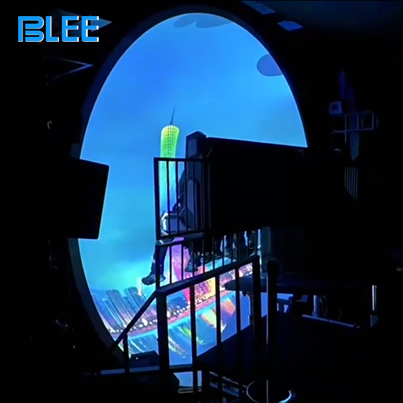 Ten players boarding the suspended platform and securing harnesses before the flying cinema show begins.