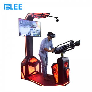 BLEE VR Gatling Gun Heavy-Weapon Arcade with imposing 2480mm cabinet and realistic rotary cannon featured in a high-energy shooting zone