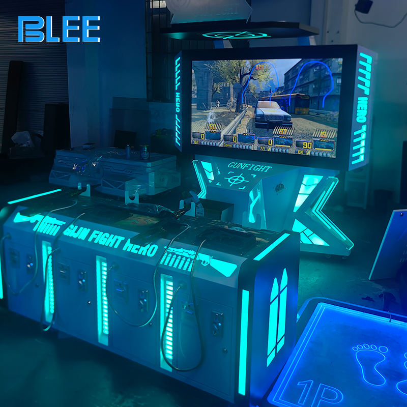 Four players wearing glowing LED headsets, simultaneously tracking a herd of elk in a snowy mountain environment.