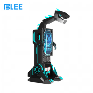 BLEE VR Dino Strike Fighter Arcade with towering 2530mm cockpit cabinet and 55-inch display featured in a premium arcade zone.